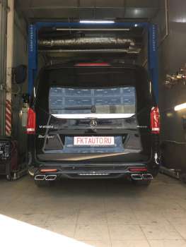 Mercedes Benz Vito 250d Под тюнинг бампер установлены Насадки глушителя в стиле АМГ 63 и сделано раздвоение выхлопной системы!
